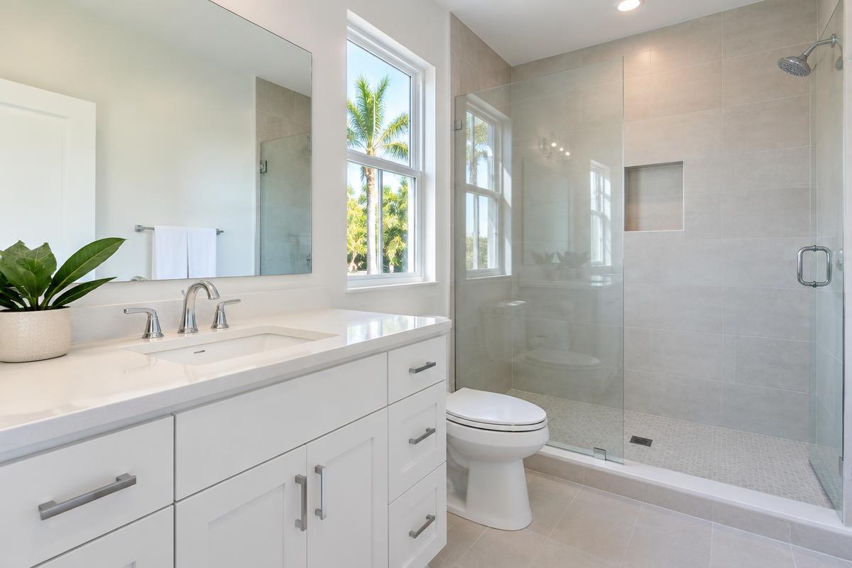 Finished bathroom plumbing work in a South Florida home